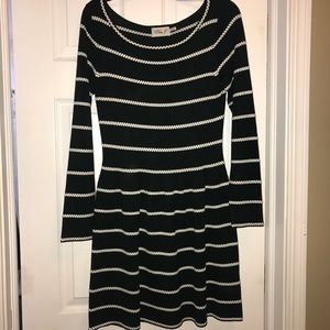 Eliza J Green & White Stripe Knit Dress